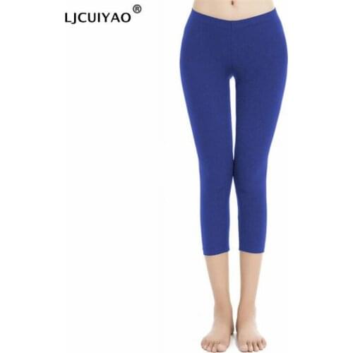 LJCUIYAO Candy Colors Fashion Fluorescent Leggings Mid-Calf Trousers Plus Size Female Casual Pants Legging Sportswear Workout