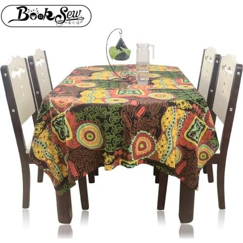 Booksew Soft African Tablecloth Rectangular Round Square Dining Tea Table Cloth Cotton Linen Cover Decoration Wedding Tapete