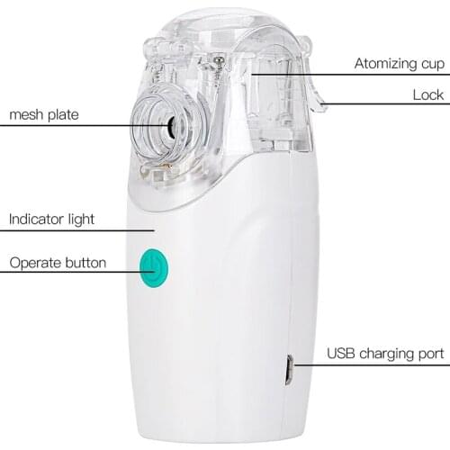 Mini Handheld Portable Mesh Nebulizer Silent Ultrasonic Medical Steaming Inhaler USB Rechargeable Kids Adult Health Care