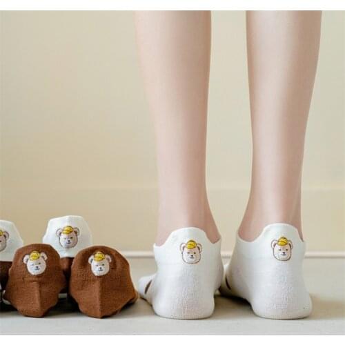 Womens Socks Fashion New Cute Cartoon Short Invisible Socks Woman Cotton Casual Short Ankle Socks Breathable Summer Cute Female