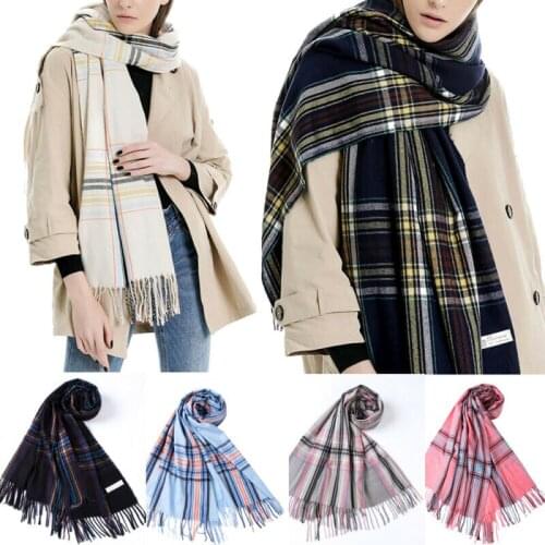 Brand New Women Pashmina Winter Plaid Warm Shawl Oversize Cashmere Wrap Stole Long Scarves