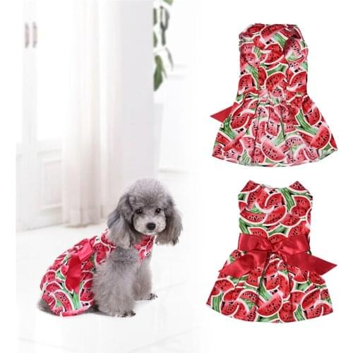 Limited Red Watermelon Patterns Pet Princess Dress Multi-Sizes Polyester Cute Dog Clothes for Summer and Spring 1PCS Shipping