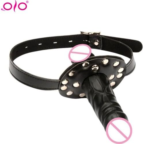 OLO Open Mouth Gag Bite Silicone Penis Plug Dildo Fetish Bondage Sex Toys BDSM Slave Products for Woman Adult Game