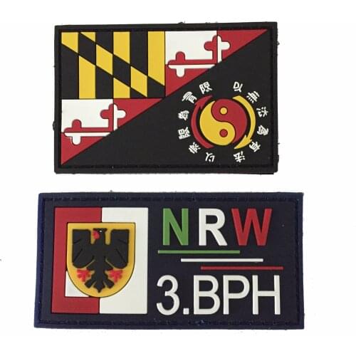 Custom 3D Rubber Soft Tactical PVC Patch Hook Loop Backing With Brand Logo For Garment