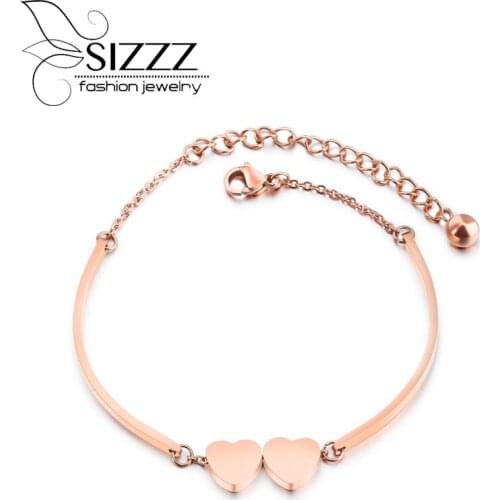 SIZZZ 2017 Titanium fashion ladies love rose gold bracelet Bangles all-match temperament For Women/Girl