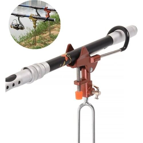 Stainless Steel Fishing Rod Tackle Metal Holder Adjustable Handle Support Stand