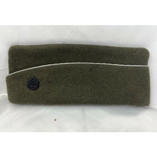 WW2 US WOOL GARRISON CAP & US MARINE CORPS STAFF SERGEANT RANK BLACK SOLDIER MILITARY HAT WAR REENACTMENTS