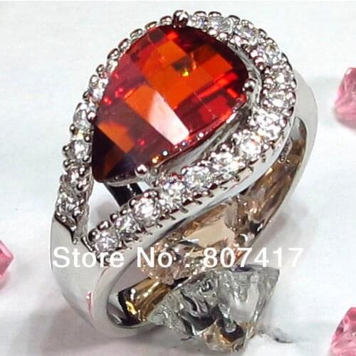 SHUNXUNZE fashion big Engagement Wedding vintage rings for women dropshipping Red Cubic Zirconia Rhodium Plated R329 size 6 7 8