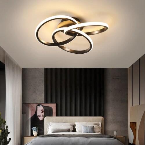 Modern Ceiling Lights LED Lamp For Living Room Bedroom Study Room Golden Black color surface mounted Ceiling Lamp Deco AC85-265V