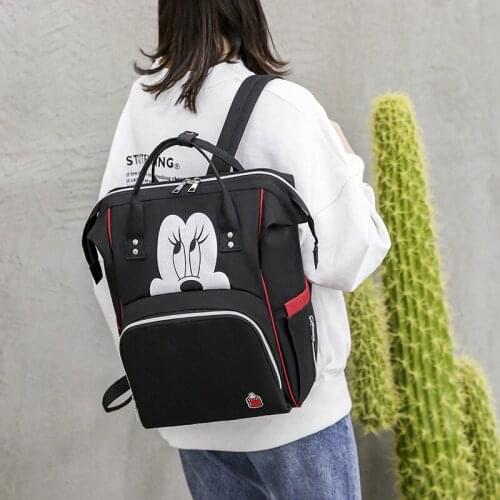 Disney Mickey Minnie Baby Diaper Bags Large Capacity Baby Stroller Insulated Bag Travel Organizer Baby Bag Nappy Bag Backpack