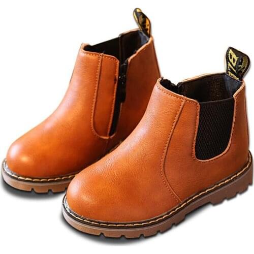 Spring Autumn Winter Boys Girls Boots Plush Kids Boots Child Boys Girls Martin Boots Handmade Leather Boots Toddler Kids Shoes