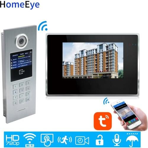 TuyaSmart APP Control WiFi IP Video Door Phone Intercom Video DoorBell Home Access Control System Password/IC Card Touch Screen
