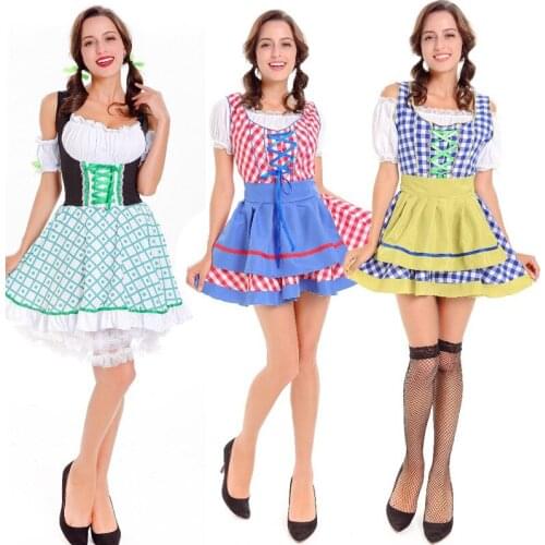 Beer Festival Costume Women German Dirndl Maid Dress Lolita Skirt Oktoberfest Cosplay Outfit Beer Dress For Party Halloween
