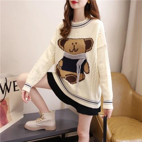 Women Knitted Sweater Fashion Casual Pullovers Ladies Winter Loose Sweater Korean College Style Women Jumper Sueter Mujer
