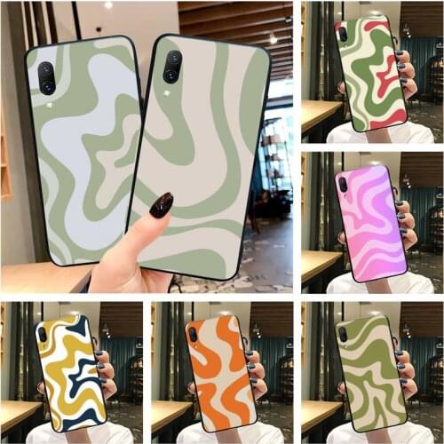 Liquid Swirl Abstract Pattern in Beige Sage Green Phone Case For Vivo Y91c Y17 Y51 Y67 Y55 Y7s Y81 Y19 Y97 Y93 V17 vivos5
