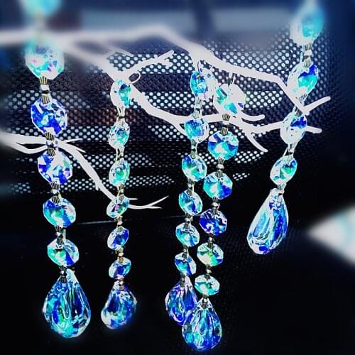 12pcs/lot Luxuriant Crystal Octagon Rainbow Beads With Clear AB Chandelier Pendants For Ligthing Parts Christmas tree Decoration