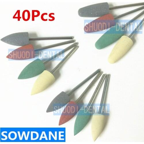 40 Pcs Silicone Rubber Polisher Polishing Burs 2.35mm Dental Lab Silicone Polishers 4 Colors Dental polish Materials Tool