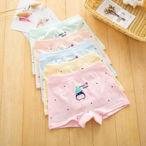 5Pcs/Lot New Girls Panties Cartoon Cotton Boxer Shorts Kids Underwear Kids Boxer Underpants