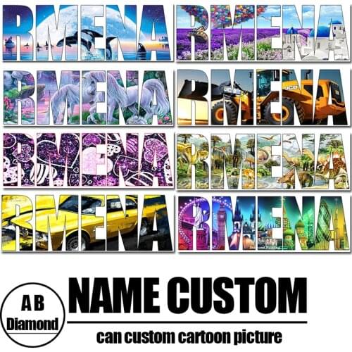 AB Diamond Cartoon Name Letter Photos Custom 5D Diamond Painting Cross Stitch Full Square Diamond embroidery Decor birthday Gift