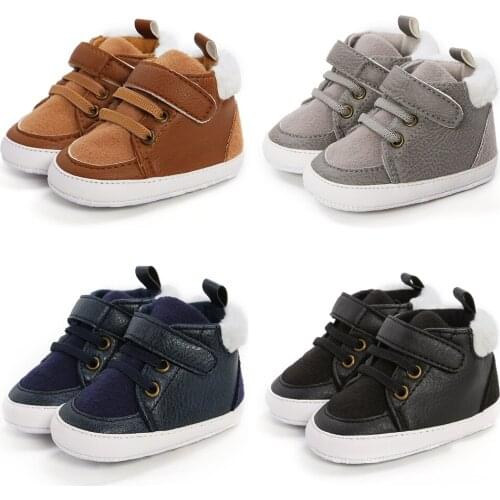 Beckior 2021 Winter Newborn Baby Shoes Infant Toddler Boy Comfort Soft-Sole Cotton Flat High-top Anti-slip Sneaker Moccasins