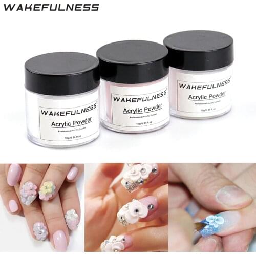 WAKEFULNESS 1Pcs Acrylic Powder for Nail Art Extension False Tips Builder Crystal Color Nail Glitter Manicure Decorations