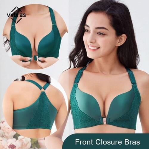 Vvbras Push Up Bra for Women Plus Size Bras Front Closure Wireless Seamless Underwear Sexy Bralette Top Thin Gather Brassiere