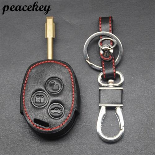 Peacekey Peacekey Genuine Leather car key cover key holder bag fit for Ford Focus remote 3 buttons key case