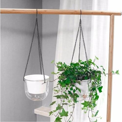 Lazy Flower Pot Self-Watering Transparent Round Plastic Hydroponic Hanging Flowerpots Fish Tub Plant Planter