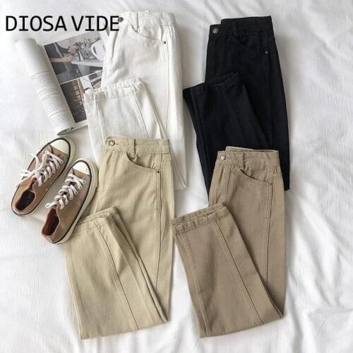 DIOSA VIDE wild color retro high waist straight good version was thin casual denim cropped pants