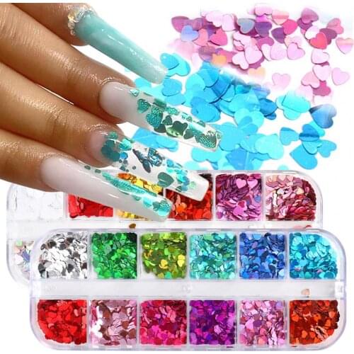 Nail Sequins Heart Shape Holographic Fashion Manicure Glitters Beauty Tool for Party