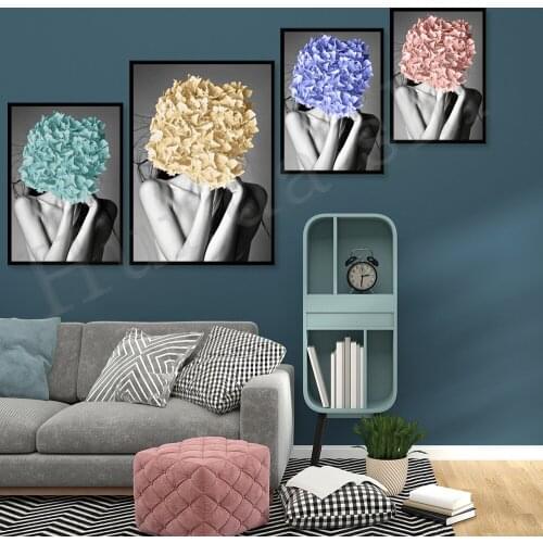 Hydrangian Teal Hydrangea Art Print Poster, Hydrangea Flower, Aqua Wall Art, Flower Prints,Teal Peony Print,Peonies Floral Art