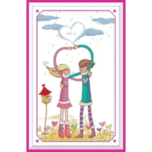 Joy Sunday Big City Small Love Cross Stitch Needle Crafts11&14CTCartoon Pattern Cross Stitch Needlework Set Gift Home Decor