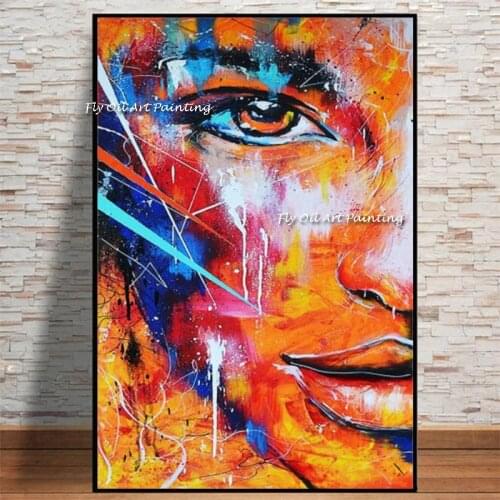 100% handmade oil painting modern Woman half a face portrait paintings Paint Handmade Oil Painting Wall Art Picture