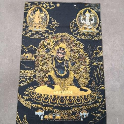 China Exquisite Silk Embroidery Thangka Bodhisattva Deity Buddha Fengshui Wealth Portrait Household Decoration#28