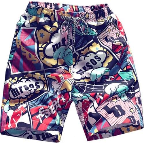 2021 Summer Fashion New Mens Casual Stretch Waist Flower Shorts / Male Beach Print Knee Length Sport Shorts