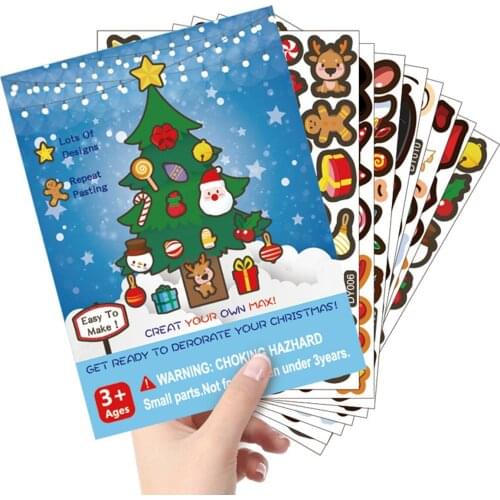 Cartoon Christmas Stickers Santa Snowman Merry Christmas Decoration for Home Xmas Ornaments Navidad Gifts for Kids Noel 2021 New