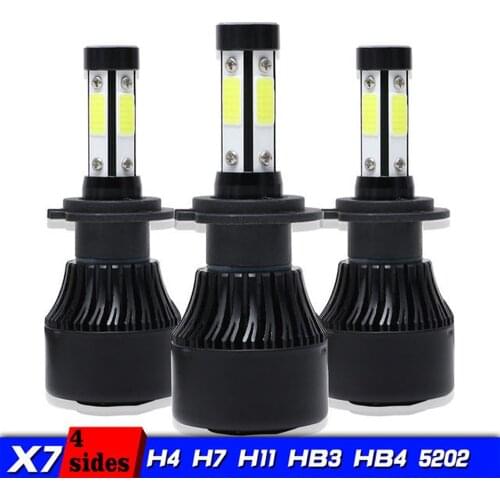 Muxall 2Pcs Super Bright 4Side Led Car Headlight Bulb 6000K 100W H8 H4 H7 H9 16000LM 9006/HB4 9005/HB3 H11 12V 24V Car Fog Light