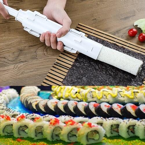 Sushi Maker Tool Kit Roller Roll Machine Sushi Bazooka Rice Meat Vegetables DIY Kitchen Sushi Rolls Making Tools Rice Roll Set