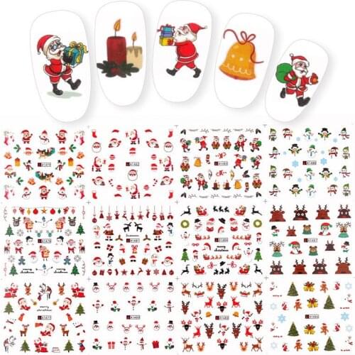 1 set of new winter design color flash CHRISTMAS Stickers nail slide foil decoration tips silk decals