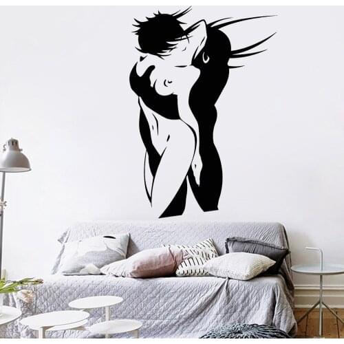 Loving Couple Beautiful Love Wall Decals Hug Men And Women Wall Decals Bedroom Interior Mural Sexy Vinyl Stickers