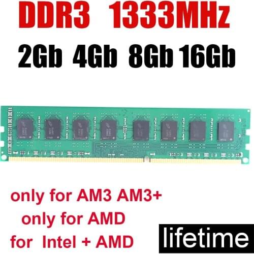 Desktop 1333 DDR3 4Gb RAM memory 8Gb 1333MHz for AMD for all PC3-10600 / Good compatible Dual channel computer speed up