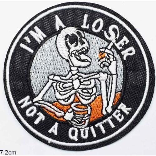 Loser Quitter No Future Iron on Full Embroidered Cloth Patch For Girls Boys Clothes Stickers Apparel Garment Accessories
