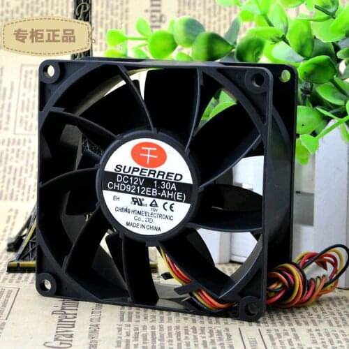 New FOR qianhong 9038 4-wire 12v1.30a9cm mining machine cooling fan CHD9212EB-AH(E)