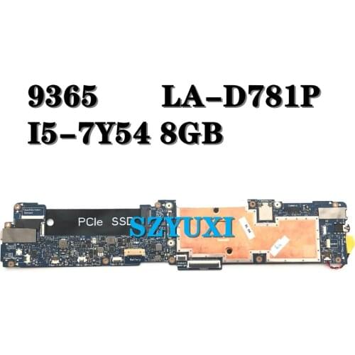 Brand NEW I5-7Y54 8G For Dell XPS 9365 laptop motherboard BAZ80/CAZ80 LA-D781P CN-0MGHWM MGHWM mainboard 100%tested