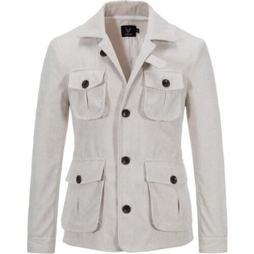 2021 Autumn& Winter New Loose Plus Size M-5xl Pocket Corduroy Simple Solid Color Lapel Casual Slim Men Jacket Tide Free Shipping