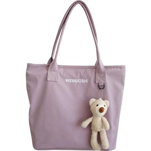 Portable Large Bag College Student School Bag Commuter Shoulder Bag Leisure Shopping Cloth Bag Simple and Large Capacity