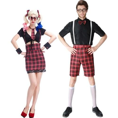 Girl Boy Couple School Uniform Class Service Sailor Suits Sexy Girls Halloween Party Cosplay Costume England Dress