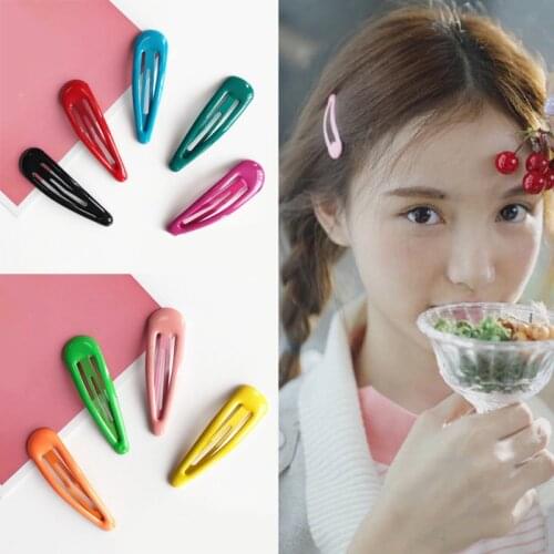 Glitter Snap Hair Clip Waterdrop Hairpin Candy Color BB Clip Metal Barrette 5cm Girls Fashion Headwear Red Green Hairpins Hot