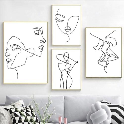 Nordic Minimalist Figures Line Canvas Painting Poster Prints Decoration for Living Room Decor Art Sexy Woman Body Nude Wall Art
