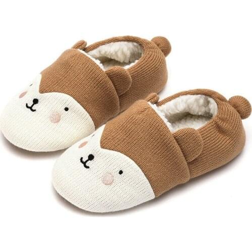 Suihyung Kids Cartoon Cotton Shoes Winter Warm Fleece Home Slippers For Girls 2021 New Cute Animals Plush Slippers Female Slides